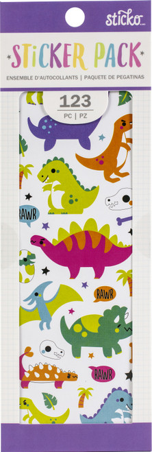 Sticko Sticker Pack-Dinosaur, 123/Pkg - STISP-98873 - 015586988734
