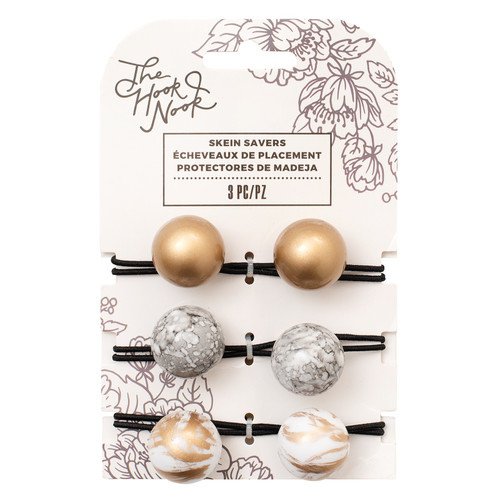 The Hook Nook Skein Saver 3/Pkg-Gold, Grey, And White Marble - HN355861 - 718813558617
