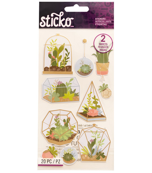 Sticko Flat Stickers-Succulent Terrarium, 20/Pkg - 5201543 - 015586849547