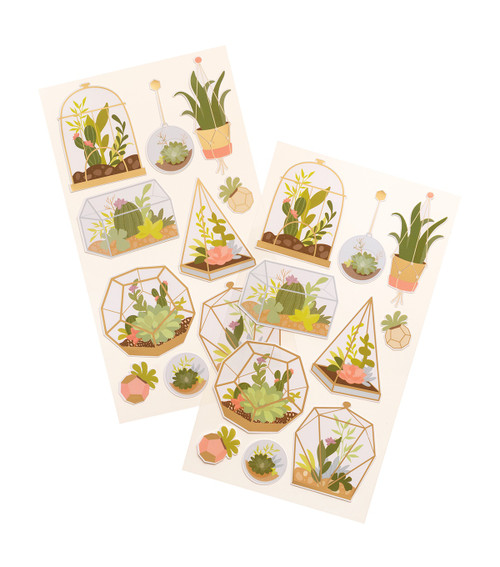Sticko Flat Stickers-Succulent Terrarium, 20/Pkg - 5201543