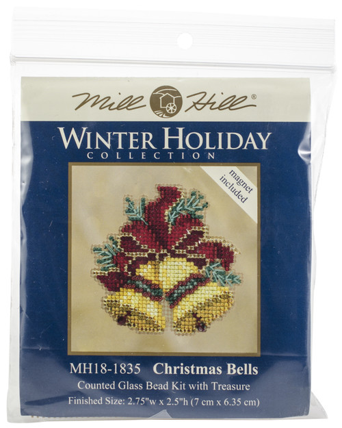 Mill Hill Counted Cross Stitch Ornament Kit 2.75"X2.5"-Christmas Bells-Perforated Paper - MH181835 - 098063116103