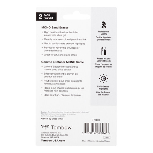 Tombow MONO Sand Eraser 2/Pkg-For Ink - 67304 Tombow MONO Sand Eraser 2/Pkg-For Ink - 67304