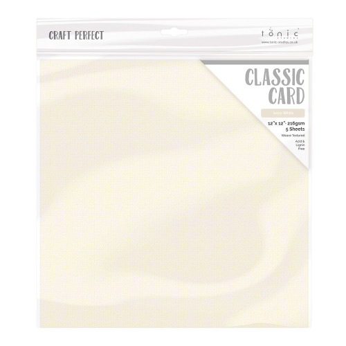 Craft Perfect Weave Texture 80lb Cardstock 12"X12" 5/Pkg-Ivory - CARD 12-9136 - 5060099891366