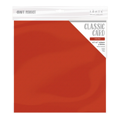 Craft Perfect Weave Texture 80lb Cardstock 12"X12" 5/Pkg-Chili Red - CARD 12-9196 - 5060099891960