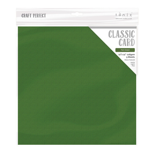 Craft Perfect Weave Texture 80lb Cardstock 12"X12" 5/Pkg-Fern Green - CARD 12-9158 - 5060517141585