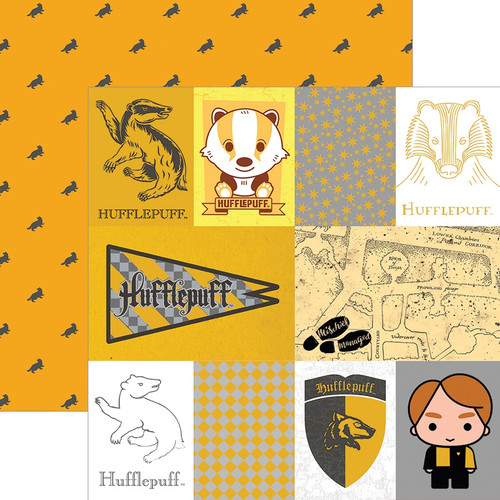 15 Pack - Harry Potter Foiled Double-Sided Paper 12"X12"-Hufflepuffs - PGLHP12-2049E - 767636832558 15 Pack - Harry Potter Foiled Double-Sided Paper 12"X12"-Hufflepuffs - PGLHP12-2049E - 767636832558