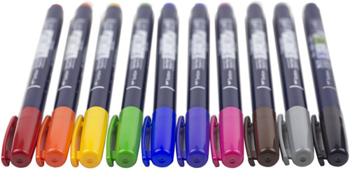 Tombow Fudenosuke Colors Hard Tip Brush Pens 10/Pkg-Assorted Colors - 56429 Tombow Fudenosuke Colors Hard Tip Brush Pens 10/Pkg-Assorted Colors - 56429