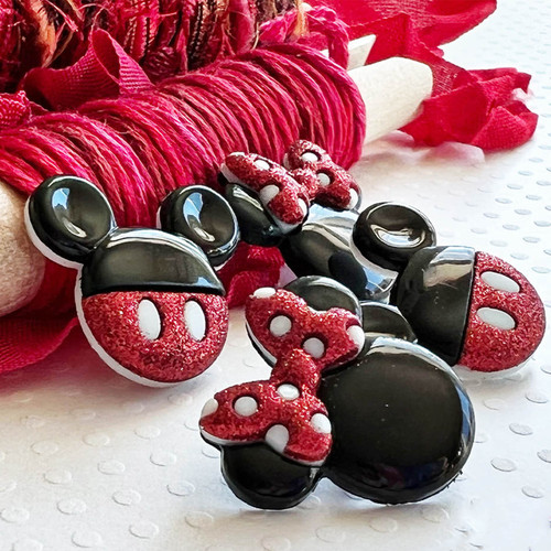 Dress It Up Licensed Embellishments-Disney Mickey & Minnie - DIULBTN-7718 Dress It Up Licensed Embellishments-Disney Mickey & Minnie - DIULBTN-7718