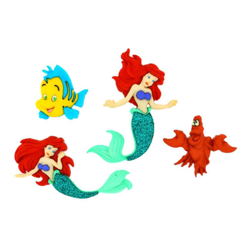 Dress It Up Licensed Embellishments-Disney The Little Mermaid - DIULBTN-7726 Dress It Up Licensed Embellishments-Disney The Little Mermaid - DIULBTN-7726