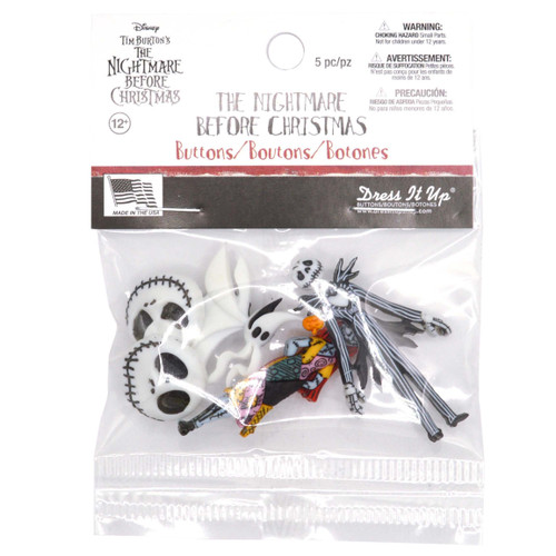 Dress It Up Licensed Embellishments-Disney The Nightmare Before Christmas - DIULBTN-7737 - 787117560374 Dress It Up Licensed Embellishments-Disney The Nightmare Before Christmas - DIULBTN-7737 - 787117560374