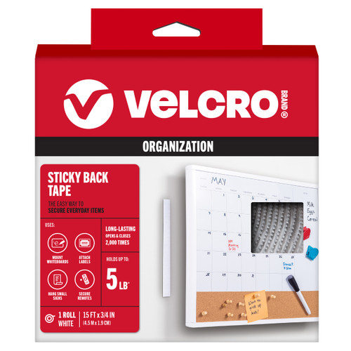 VELCRO(R) Brand Sticky Back Tape .75X15'-White - 90082 - 075967900823