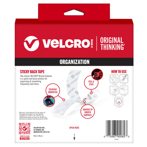 VELCRO(R) Brand Sticky Back Tape .75X15'-White - 90082