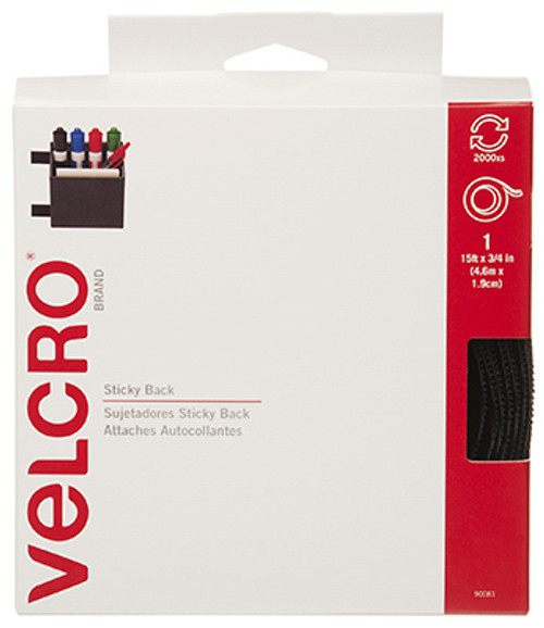 VELCRO(R) Brand Sticky Back Tape .75X15'-Black - 90081 - 075967900816