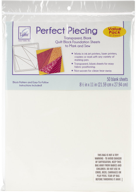 June Tailor Piecing Quilt Block Foundation Sheets 50/Pkg-8.5"X11" - JT1420 - 730976014205