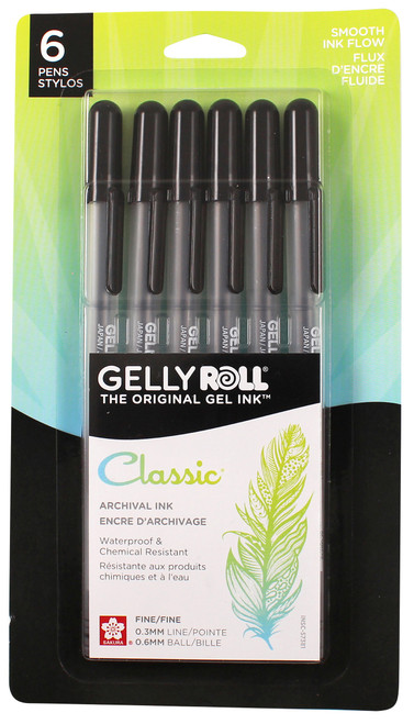 Sakura Gelly Roll Fine Point Pens 6/Pkg-Black - 57381 - 053482573814