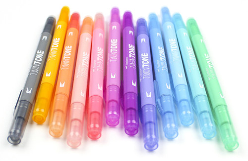 Tombow Twintone Marker Set 12/Pkg-Pastels - 61501 Tombow Twintone Marker Set 12/Pkg-Pastels - 61501