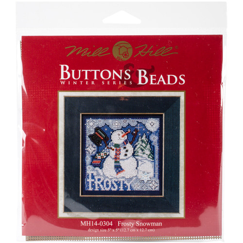 Mill Hill Buttons & Beads Counted Cross Stitch Kit 5"X5"-Frosty Snowman Winter (14 Count) - MH140304 - 098063873341