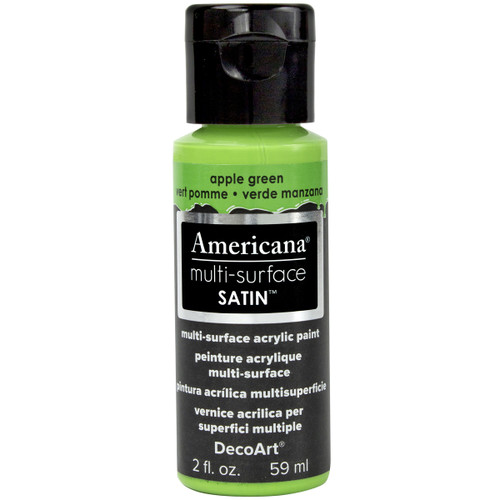 DecoArt Americana Multi-Surface Satin Acrylic Paint 2oz-Apple Green - DA5-30-18 - 766218065346