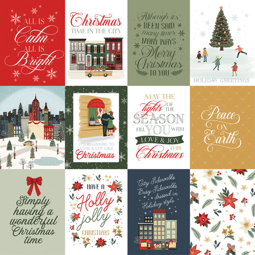 25 Pack - Christmas In The City Double-Sided Cardstock 12"X12"-3X4 Journaling Cards - 5A0033M8-1H59B