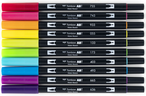 Tombow Dual Brush Pens 10/Pkg-Bright - DBP10-56185