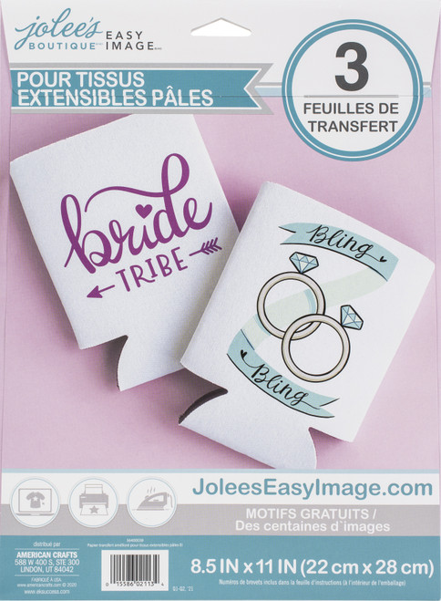 3 Pack - Jolee's Easy Image Transfer Sheets 8.5"X11" 3/Pkg-For Stretchy Light Fabrics - 56400038
