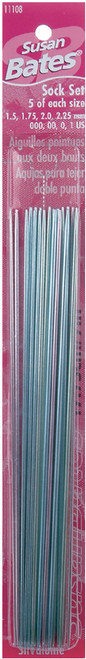 3 Pack - Susan Bates Silvalume Double Point Knitting Needles Sock Set-Sizes 000 To 1 - 11108 - 077216009219