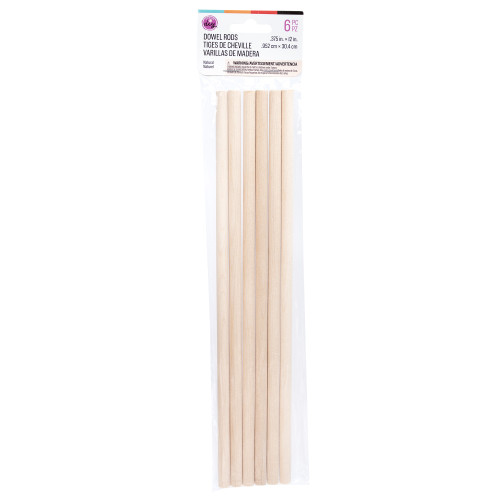 3 Pack - CousinDIY Wood Dowel Rod 3/8"X12" 6/Pkg-Natural - 5A002XSL-1GYHM - 191648186093