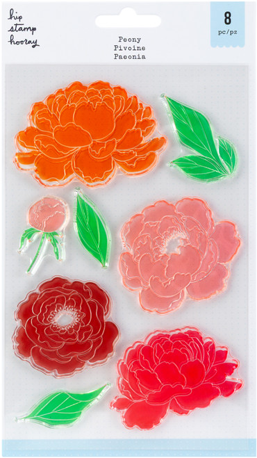 3 Pack - American Crafts Clear Stamps-Peony - 5A002QSK-1GS4V - 765468091778