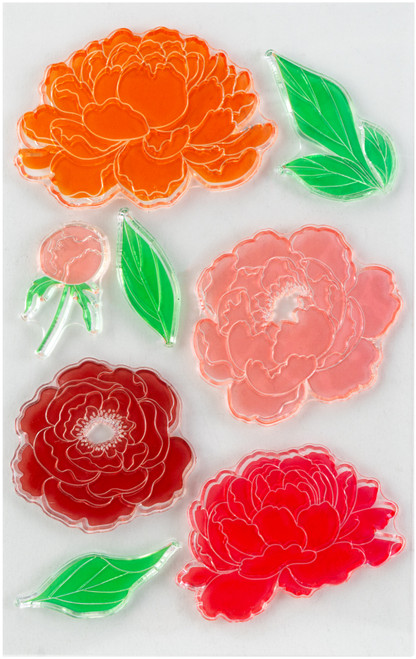3 Pack - American Crafts Clear Stamps-Peony - 5A002QSK-1GS4V