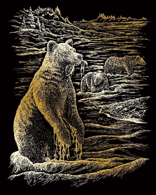 3 Pack - Royal & Langnickel(R) Foil Engraving Value Pack 8.75"X11.5"-Gold - Grizzly Bears, Rams & Wolves - ENGARTVP-2
