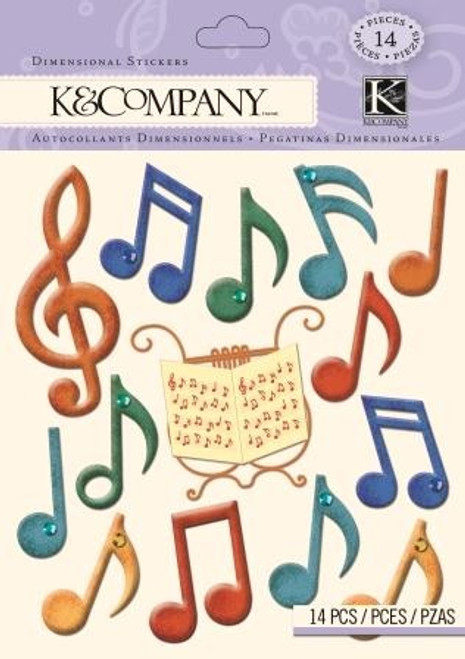 3 Pack - K&Company Stickers-Music Notes - 5A002PZ3-1GRJW - 643077668782