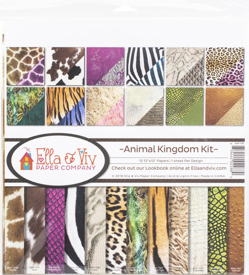3 Pack - Ella & Viv Collection Kit 12"X12"-Animal Kingdom - EAV1128 - 819442022880