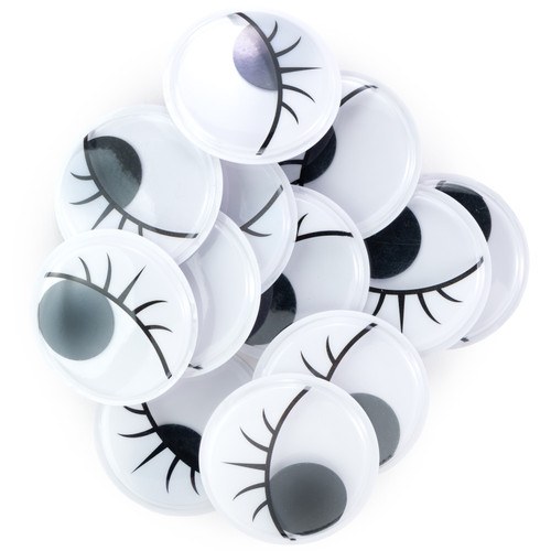 6 Pack - CousinDIY Wiggle Eyes With Lashes 40mm 12/Pkg-White - 5A002XPY-1GYNK