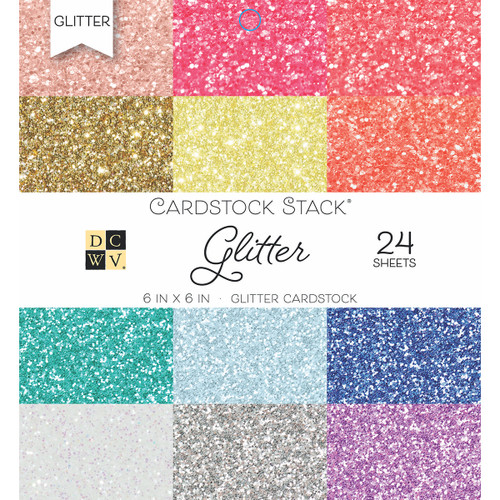3 Pack - DCWV Single-Sided Cardstock Stack 6"X6" 24/Pkg-Glitter, 12 Colors/2 Each - 00500556 - 611356097363