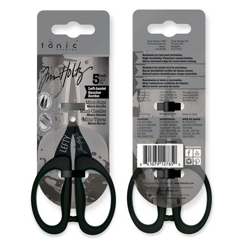 2 Pack - Tim Holtz Non-Stick Titanium Micro Serrated Mini Snips 5"-Left-Handed - 2785E