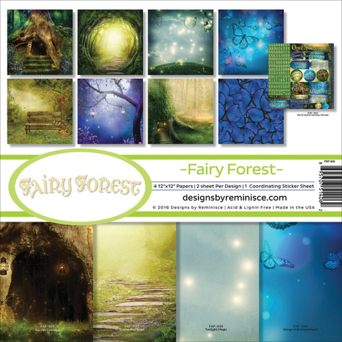 3 Pack - Reminisce Collection Kit 12"X12"-Fairy Forest W/Hollow Tree & Butterflies - FAF200 - 895707514062