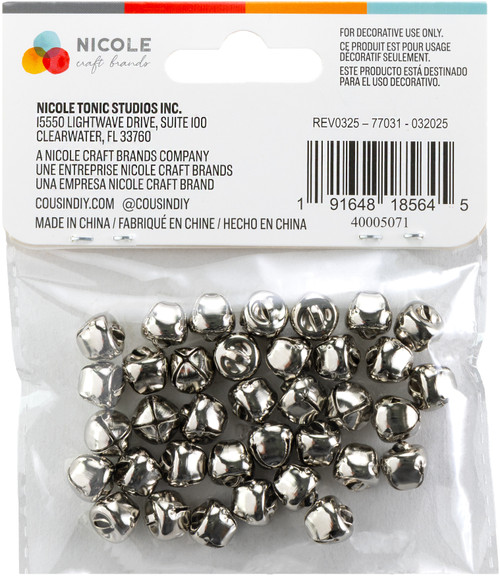 6 Pack - CousinDIY Jingle Bells 0.375" 36/PKg-Silver - 5A002XRR-45071