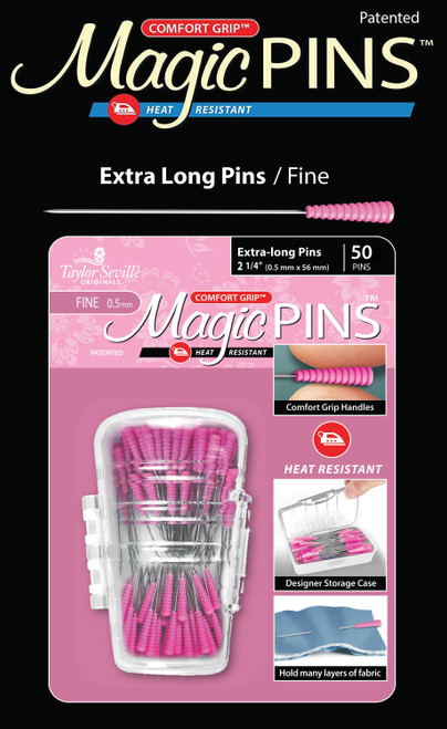 2 Pack - Taylor Seville Magic Pins - Extra Long Fine-Pink 50/Pkg - 219706 - 766152219706