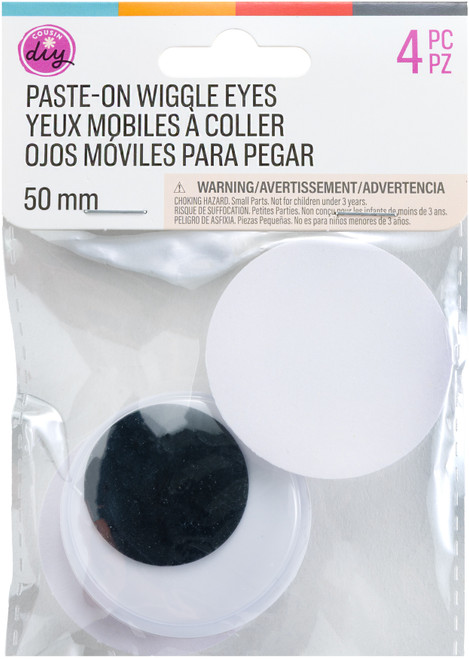 6 Pack - CousinDIY Paste-On Wiggle Eyes 50mm 4/Pkg-Black - 5A002XT3-1GYK6 - 191648185942