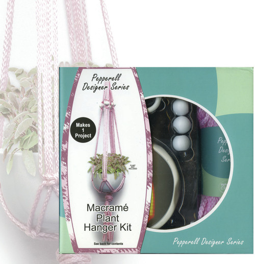 3 Pack - Pepperell Designer Series Macrame Plant Hanger Kit-Pink - PDS01