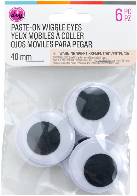 6 Pack - CousinDIY Paste-On Wiggle Eyes 40mm 6/Pkg-Black - 5A002XRB-1GYM9 - 191648185935