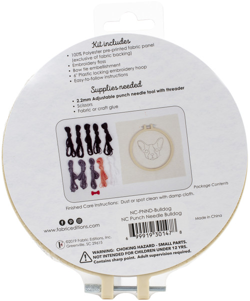 3 Pack - Fabric Editions Needle Creations Needle Punch Kit 6"-Bulldog - NC-PNND6-BULLD