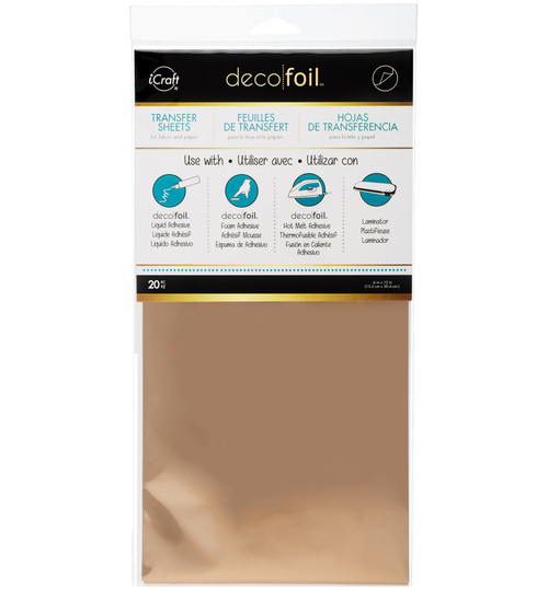3 Pack - iCraft Deco Foil Transfer Sheets 6"X12" 20/Pkg-Rose Gold - DFT6X12-5116 - 000943251163