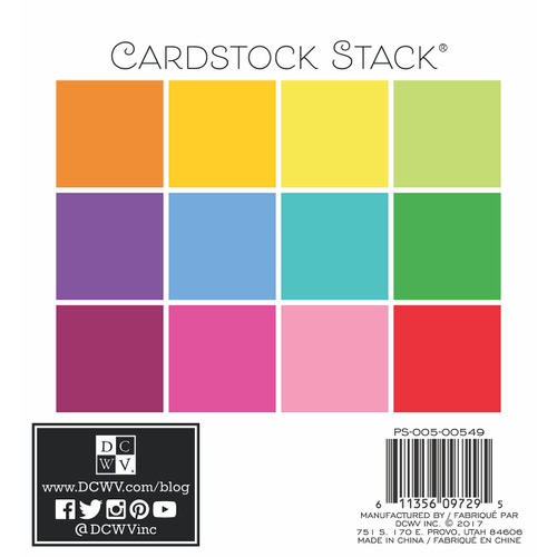 3 Pack - DCWV Single-Sided Cardstock Stack 6"X6" 48/Pkg-Brights, 12 Solid Colors/4 Each - 00500549