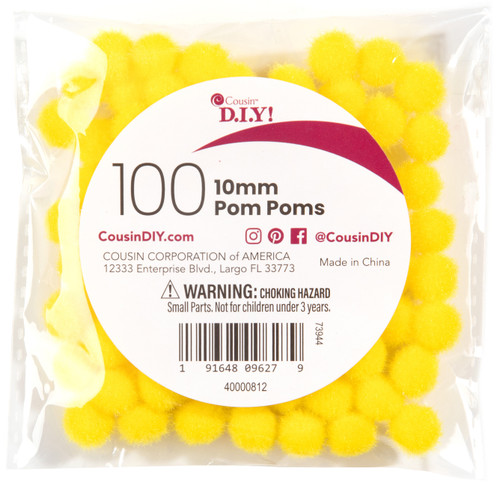 6 Pack - CousinDIY Pom-Poms 10mm 100/Pkg-Yellow - 5A002F8M-812 - 191648096279