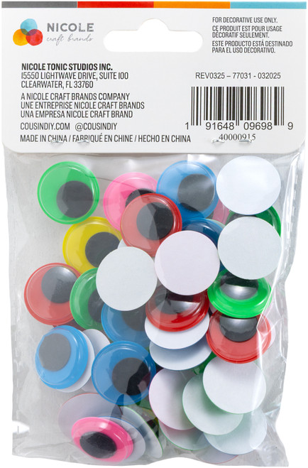 3 Pack - CousinDIY Paste-On Wiggle Eyes 20mm 50/Pkg-Black - 40000915