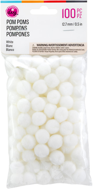 6 Pack - CousinDIY Pom-Poms .5" 100/Pkg-White - 5A002F8D-00785 - 191648096026