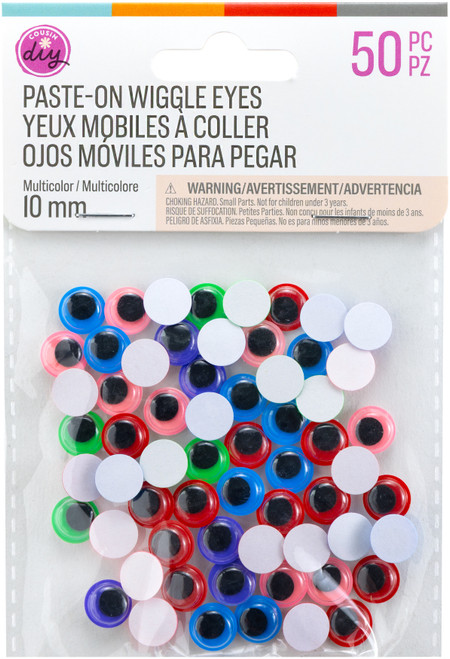 6 Pack - CousinDIY Paste-On Wiggle Eyes 10mm 50/Pkg-Multi-Colored - 5A002XQW-1GYMB - 191648185973