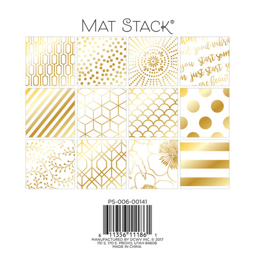 3 Pack - DCWV Single-Sided Cardstock Stack 6"X6" 40/Pkg-Gold Foil - White W/Gold Foil - 00600141