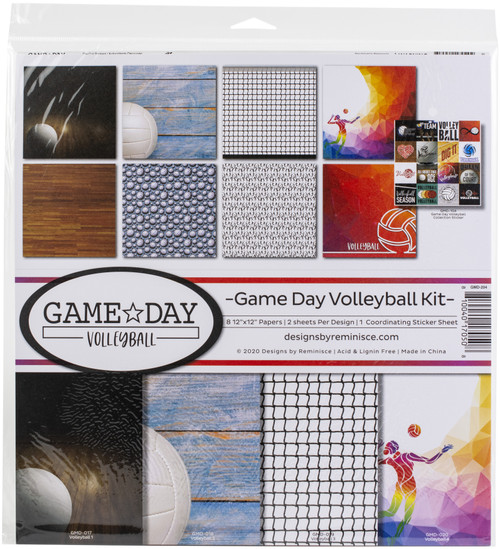 3 Pack - Reminisce Collection Kit 12"X12"-Game Day Volleyball - GMD-204 - 810040170508